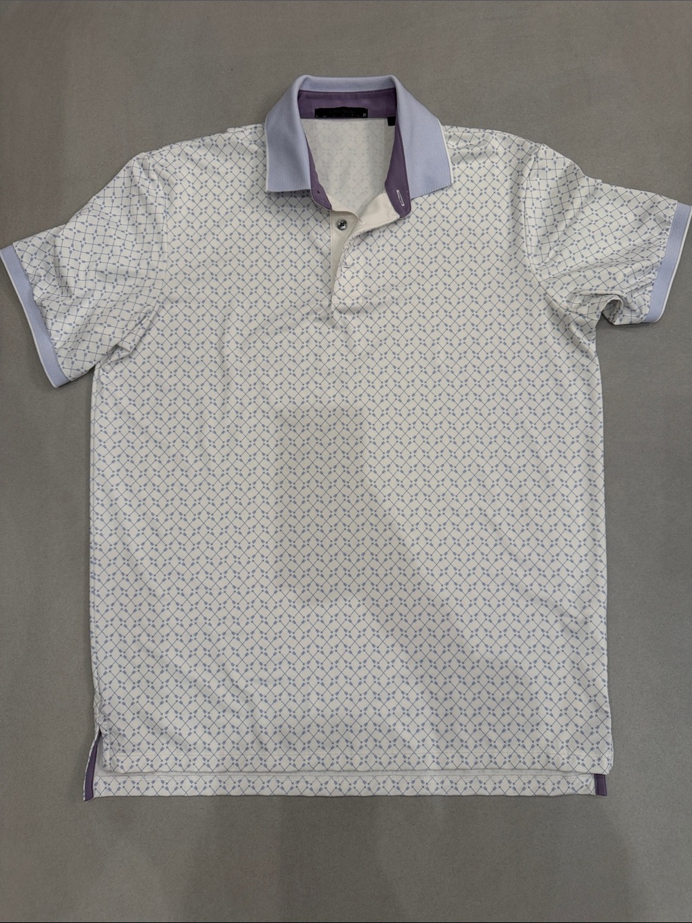 Greyson Men's White Polo Shirt with Light Purple Accent